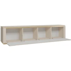 Mobile porta TV 219x50h cm 4 ante a ribalta cannettato beige cashmere oro Gatsby
