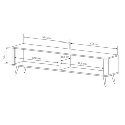 Mobile porta TV 200x51h cm 2 ante a ribalta bianco opaco cannettato Ramis
