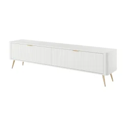 Mobile porta TV 200x51h cm 2 ante a ribalta bianco opaco cannettato Ramis