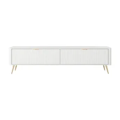 Mobile porta TV 200x51h cm 2 ante a ribalta bianco opaco cannettato Ramis