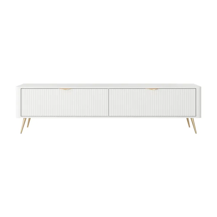 Mobile porta TV 200x51h cm 2 ante a ribalta bianco opaco cannettato Ramis