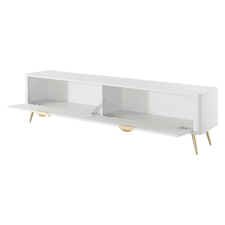 Mobile porta TV 200x51h cm 2 ante a ribalta bianco opaco cannettato Ramis