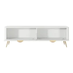 Mobile porta TV 163x51h cm 2 ante a ribalta bianco opaco cannettato Ramis