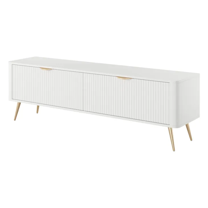Mobile porta TV 163x51h cm 2 ante a ribalta bianco opaco cannettato Ramis