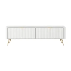 Mobile porta TV 163x51h cm 2 ante a ribalta bianco opaco cannettato Ramis