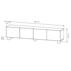 Mobile porta TV 200x47h cm 4 ante a ribalta soggiorno rovere chiaro Mellow