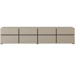 Mobile porta TV 225x48h cm 4 ante a ribalta 4 cassetti moderno tortora nero Lolla