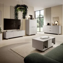Mobile porta TV 150x55h cm 3 ante beige cashmere Stone