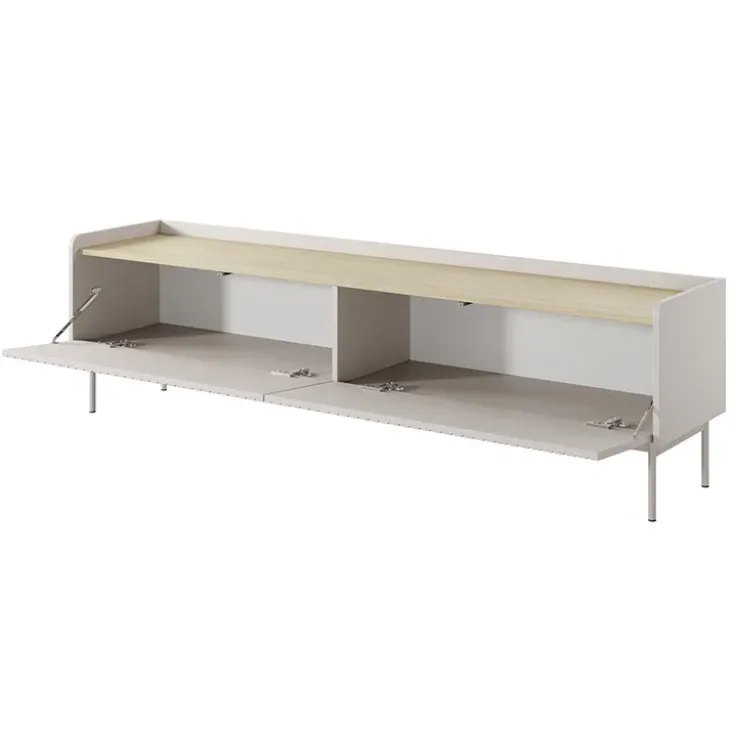 Mobile porta TV 153x50h cm 2 ante beige cannettato rovere Fioca
