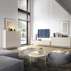 Mobile porta TV 153x50h cm 2 ante beige cannettato rovere Fioca
