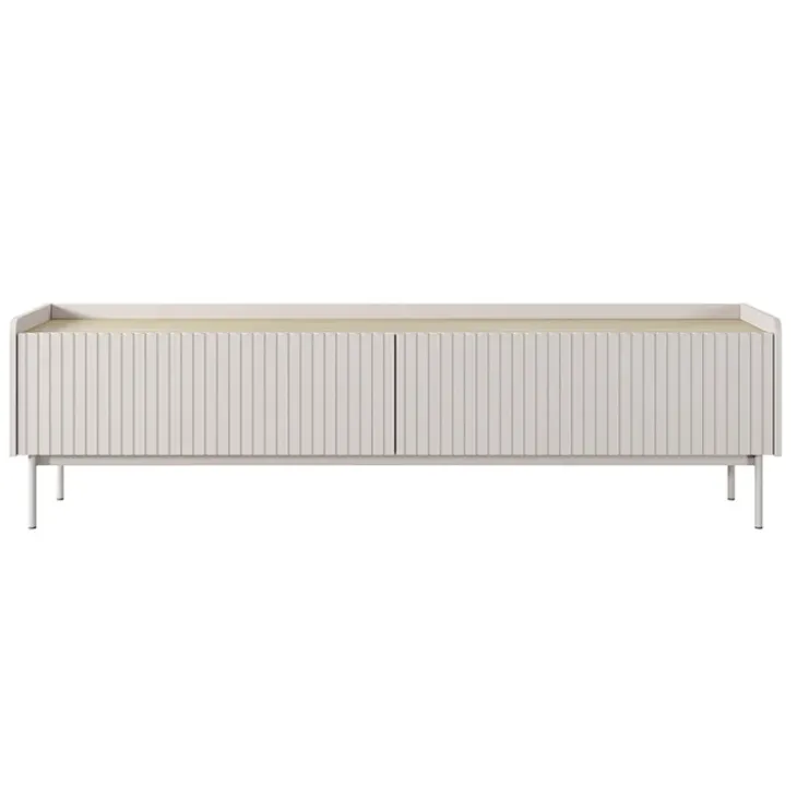 Mobile porta TV 181x50h cm 2 ante beige cannettato rovere Fioca