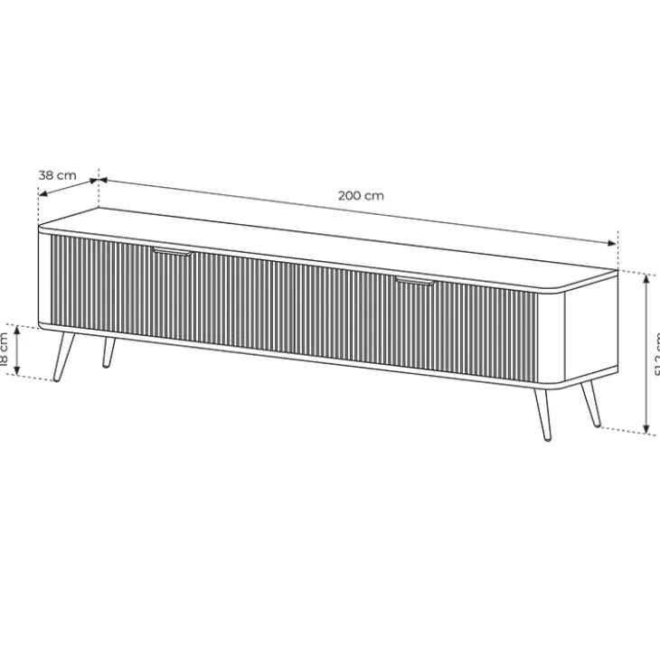Mobile porta TV 200x51h cm 2 ante beige cannettato Ramis