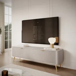 Mobile porta TV 163x51h cm 2 ante beige cannettato Ramis