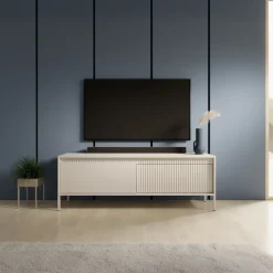 Mobile porta TV 154x54h cm 2 ante beige cannettato Ciar