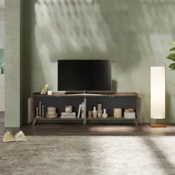 Mobile porta TV 241x72h cm 4 ante bronzo rovere scuro Jonson