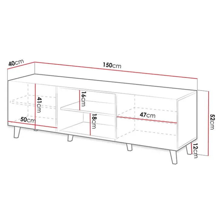 Mobile porta TV 150x52h cm 2 ante cannettato quercia Essence