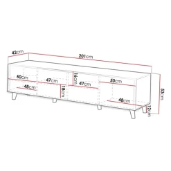 Mobile porta TV 201x53h cm 4 ante cannettato antracite Essence
