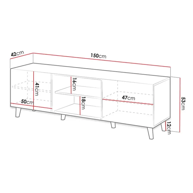 Mobile porta TV 150x52h cm 2 ante cannettato bianco Essence