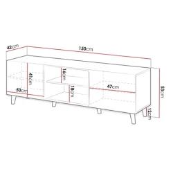 Mobile porta TV 150x52h cm 2 ante cannettato antracite Essence