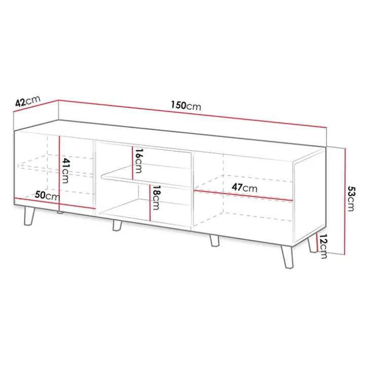 Mobile porta TV 150x52h cm 2 ante cannettato antracite Essence