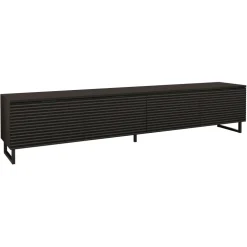 Mobile porta tv 200x40h cm 4 ante cannettato moderno nero grafite Tiziana