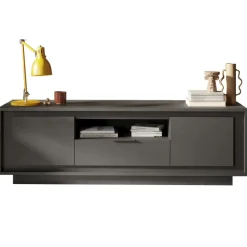 Mobile porta TV 184x58h cm 2 ante 1 cassetto antracite Deluxe