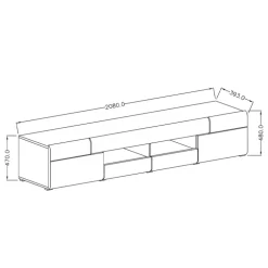 Mobile porta TV 208x48h cm 2 ante 4 cassetti bianco lucido rovere Tahiti