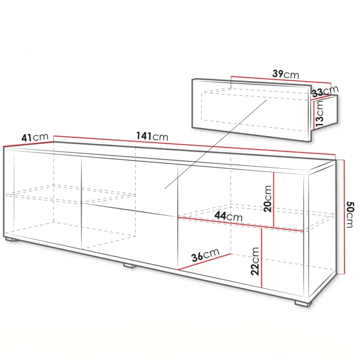 Mobile porta TV 141x50h cm 2 ante 2 cassetti rovere Eindhoven