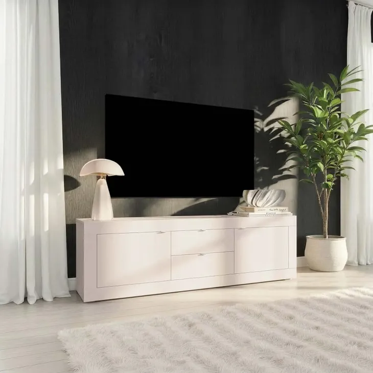 Mobile porta TV 210x66h cm 2 ante 2 cassetti beige cashmere Eternity