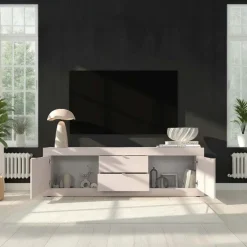 Mobile porta TV 210x66h cm 2 ante 2 cassetti beige cashmere Eternity