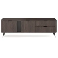 Mobile porta TV 195x61h cm 2 ante 2 cassetti soggiorno wengè nero Vesper
