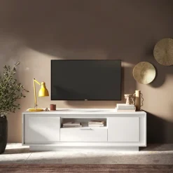 Mobile porta TV 184x58h cm 2 ante 1 cassetto bianco opaco Deluxe