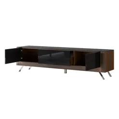 Mobile porta TV 200x52h cm 2 ante 1 cassetto noce nero lucido Jumbo