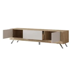 Mobile porta TV 200x52h cm 2 ante 1 cassetto rovere tortora lucido Jumbo