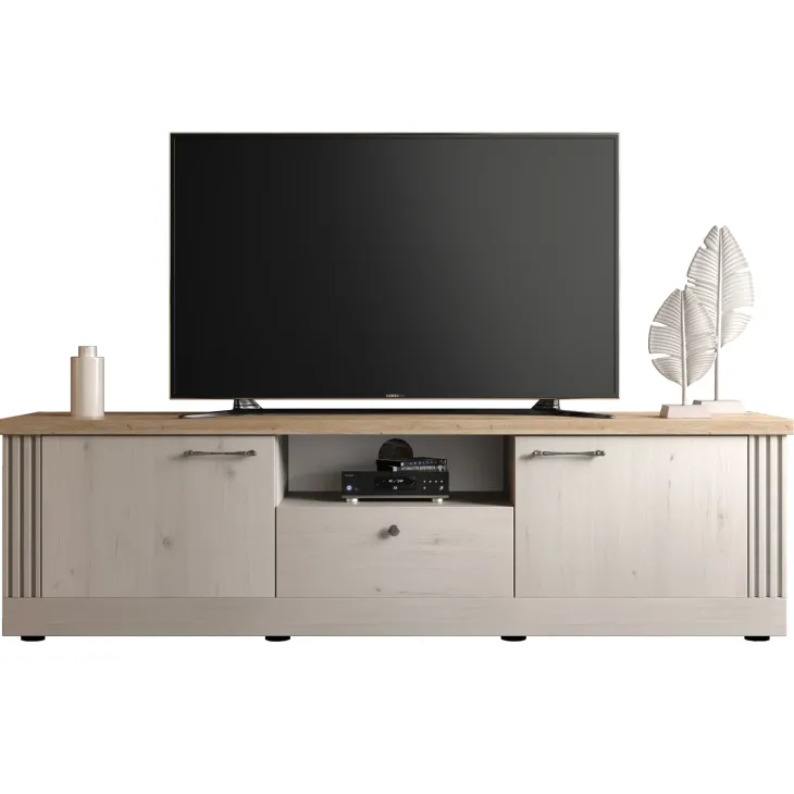 Mobile porta TV 211x58h cm 2 ante 1 cassetto rovere bianco frassinato Armonia