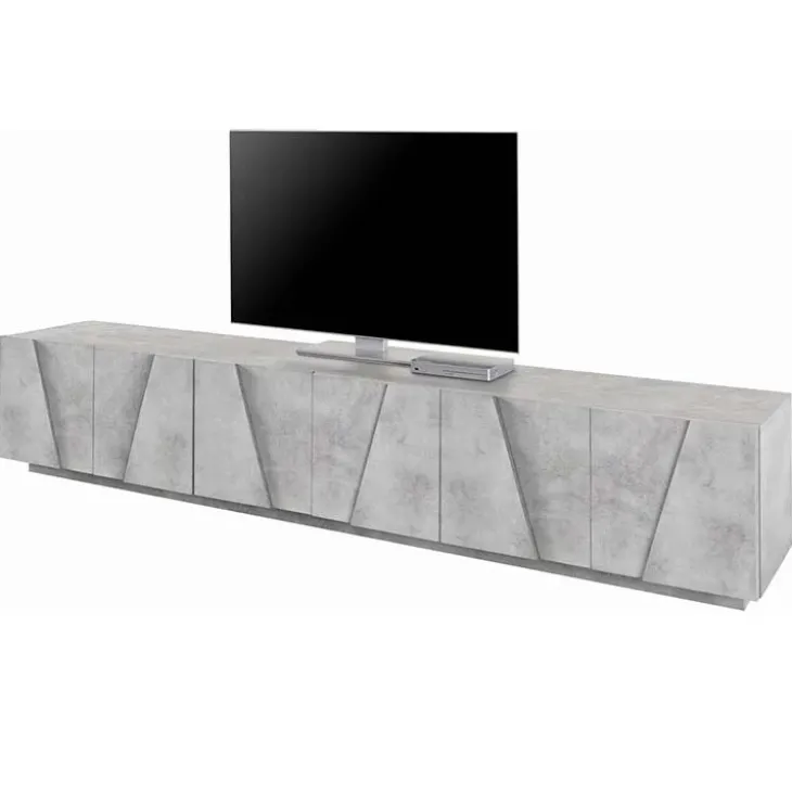 Mobile porta TV 244x46h cm 6 ante cemento Zenzero Gihome®