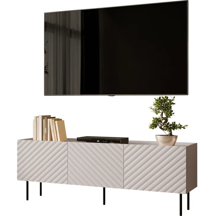 Mobile porta TV 166x59h cm 3 ante con frontali decorati beige Daniele