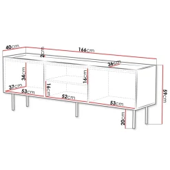 Mobile porta TV 166x59h cm 3 ante con frontali decorati bianco Daniele