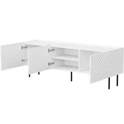Mobile porta TV 166x59h cm 3 ante con frontali decorati bianco Daniele