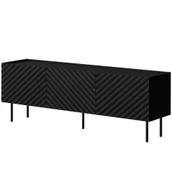 Mobile porta TV 166x59h cm 3 ante con frontali decorati nero Daniele