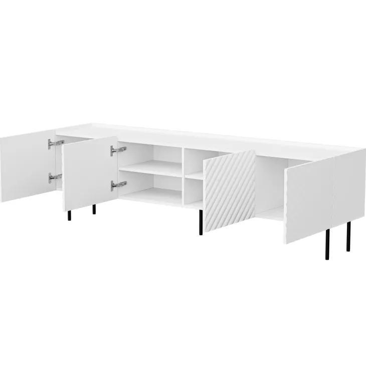 Mobile porta TV 200x59h cm 4 ante con frontali decorati bianco Daniele