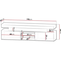 Mobile porta TV 190x54h cm 2 ante con LED nero Lumus