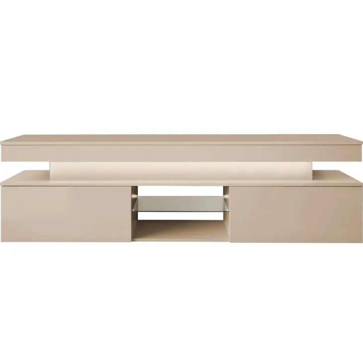 Mobile porta TV 190x54h cm 2 ante con LED beige cashmere Lumus