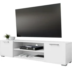 Mobile porta TV 156x36h cm 2 ante design moderno bianco Pastello