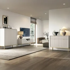 Mobile porta TV 154x56h cm 2 ante moderno soggiorno beige Alisa