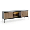 Mobile porta TV 153x56h cm 3 ante moderno nero rovere antico cannettato Bali