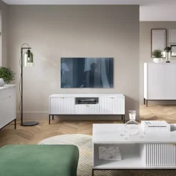 Mobile porta TV 154x56h cm 2 ante moderno soggiorno bianco Alisa