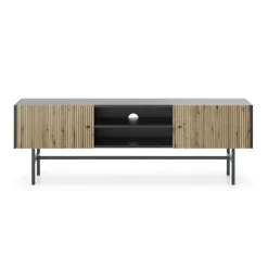 Mobile porta TV 155x52h cm 2 ante nero rovere cannettato Eterna