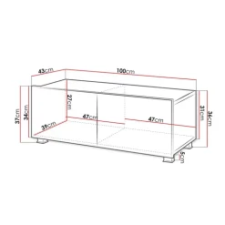 Mobile porta TV 100x37h cm 2 ante nero lucido Mons