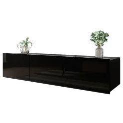 Mobile porta TV 150x37h cm 2 ante nero lucido Mons